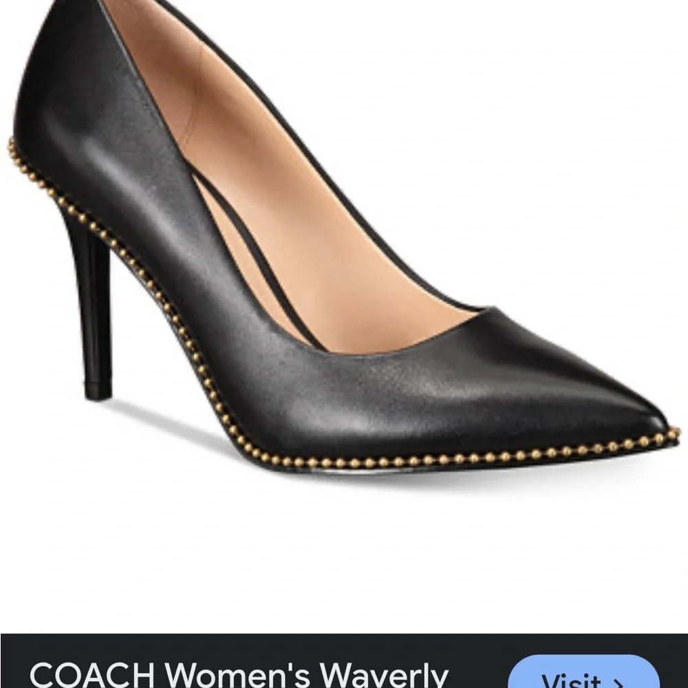 Coach Black Heels with Gold Trim - Picture 1 of 6